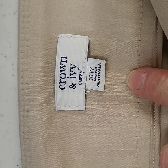 NWT Crown & Ivy Khaki Pull-On Ankle Pants size 16W - Picture 5 of 9